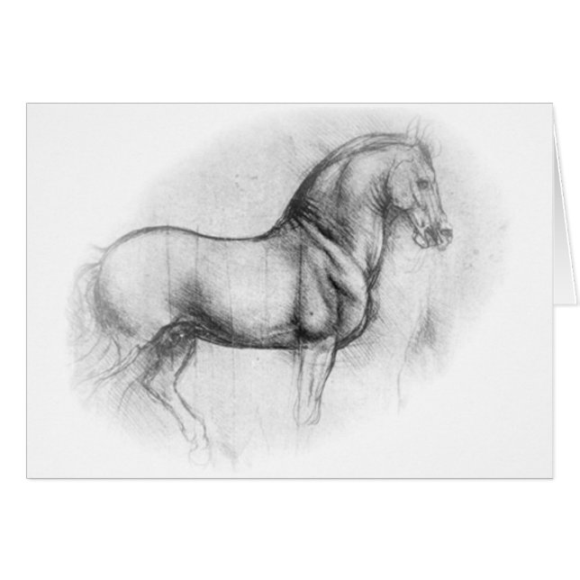 Cartão do cavalo de Leonardo da Vinci (Frente Horizontal)