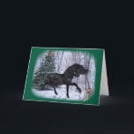 Cartão do Cavalo Friesian Winter Wonderland<br><div class="desc">Por favor, visite a minha vitrine para outros designs de inverno/ feriados, em muitos produtos diferentes e ideias de presentes. Toda a minha arte e fotografia são 100% minhas. As imagens podem ser transferidas para qualquer produto. Os fundos coloridos podem ser alterados. Veja o final da página para mais informações....</div>