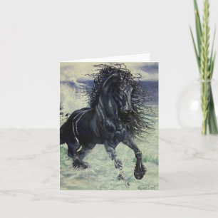 Cartão Do "cavalo preto do garanhão de Staorm frisão" n
