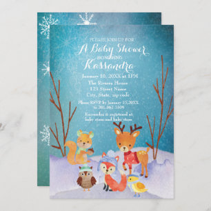 Cartão do chá de fraldas dos animais da floresta