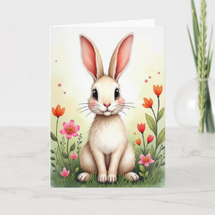 Cartão do Coelhinho Fofo da Florada da Primavera