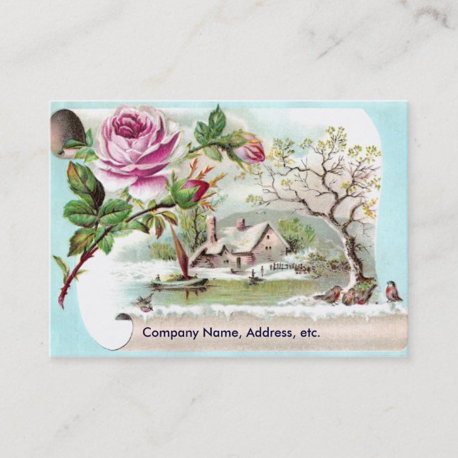 Cartão do comércio do Victorian do rolo do rosa do (Frente)