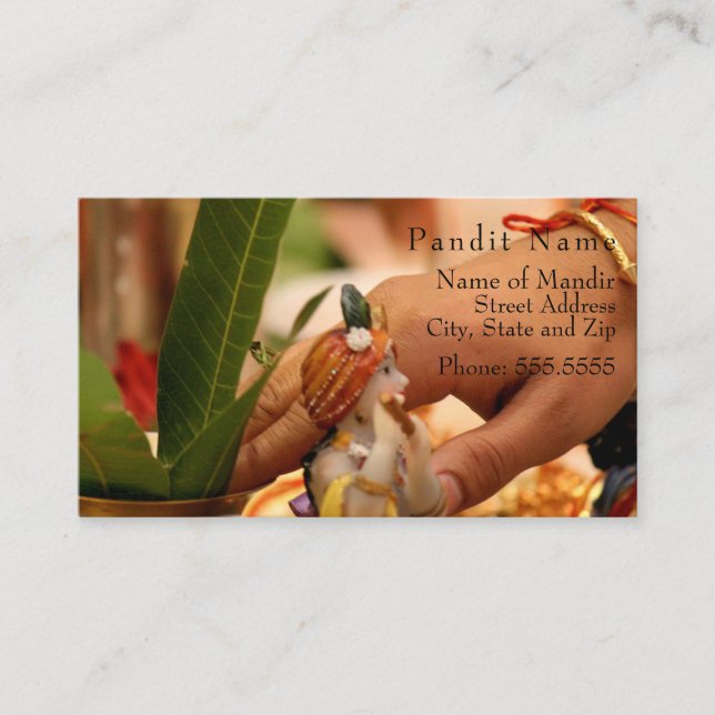 Cartão do contato de Pandit (lugar & serviços do (Frente)