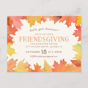 Cartão do convite da aguarela de Friendsgiving