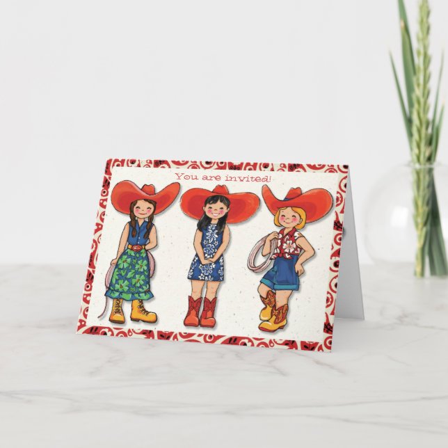 Cartão do convite de aniversário da vaqueira (Frente)