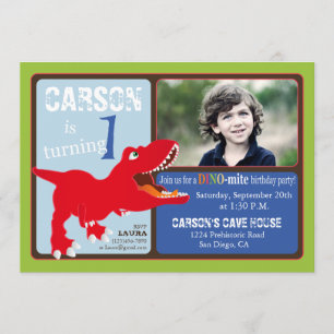 Cartão do convite do aniversário do dinossauro
