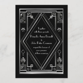 Cartão do convite do casamento, grande Gatsby,