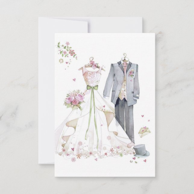 cartão do convite do casamento vintage (Frente)