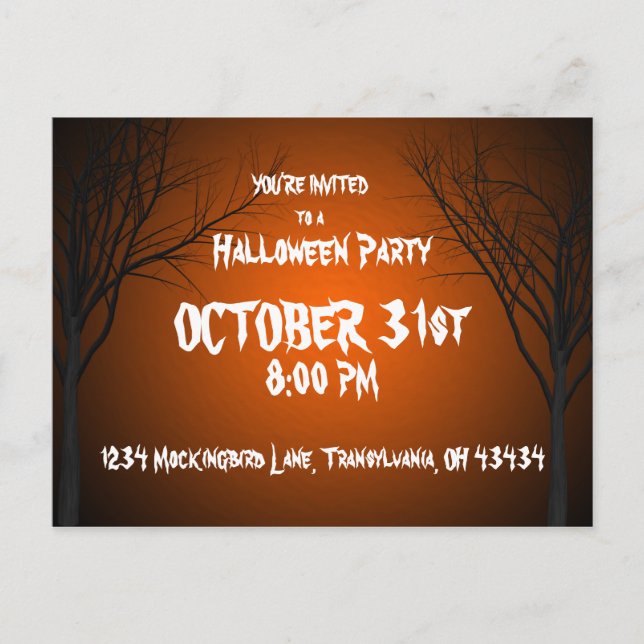 Cartão do convite do Dia das Bruxas (Frente)