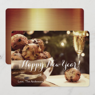 Cartão do convite do feliz ano novo com champanhe