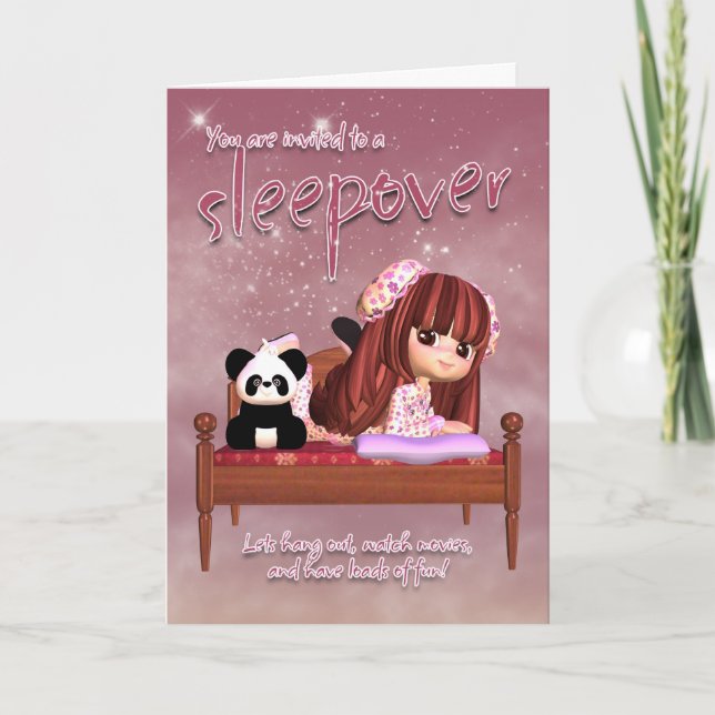 Cartão do convite do Sleepover (Frente)