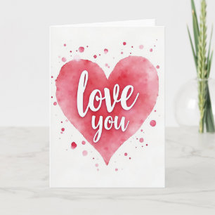 Cartão do Coração de Aquarela "Te Amo"