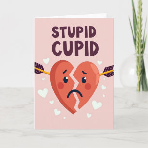Cartão do Coração Quebrado do Cupido Idiota