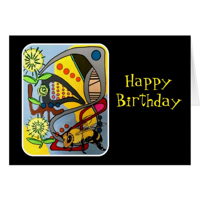 Cartão Do "da abelha abstrata do jardim da modificação (Frente Horizontal)