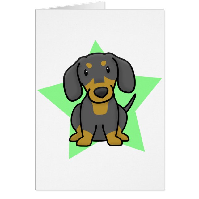 Cartão do Dachshund da estrela de Kawaii (Frente)
