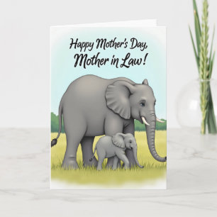 Cartão do Dia da Família do Elefante Amoroso