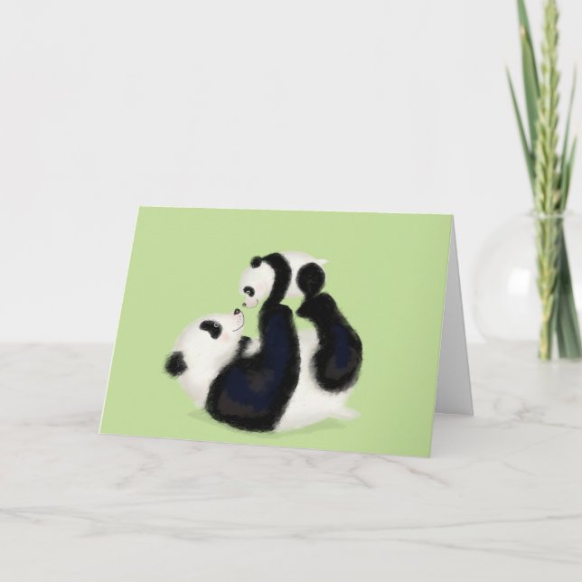 cartão do dia da mãe Panda e filhote (Frente)