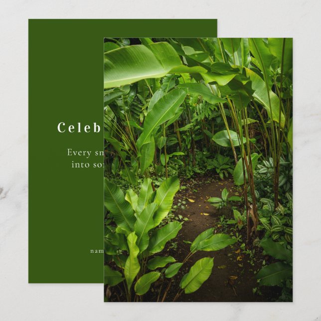 Cartão do Dia da Terra com jardim tropical verde (Frente/Verso)