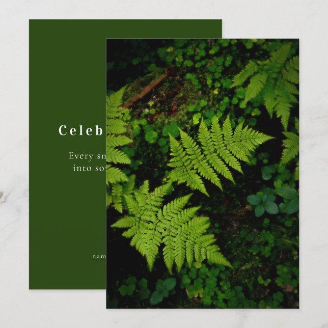 Cartão do Dia da Terra com samambaia da floresta v (Frente/Verso)