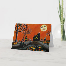 Cartão do Dia das Bruxas, bruxas, Jack-O-Lanternas