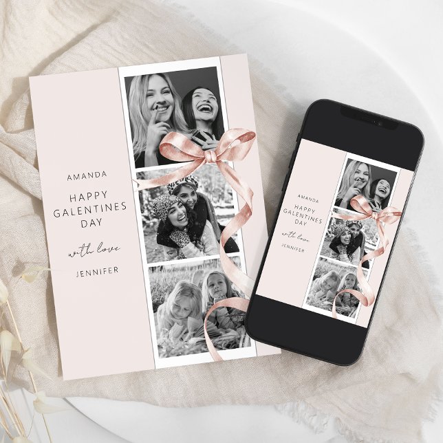 Cartão do Dia das Galentinas com Laço Bege Elegant (Criador carregado)