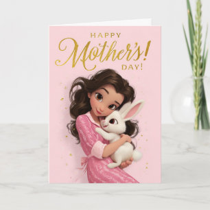 Cartão do Dia das Mães Abraço de Coelhinho Fofo