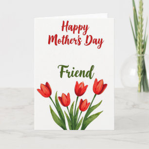 Cartão do Dia das Mães Amigas Tulipa Vermelha