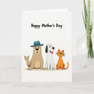 Cartão do Dia das Mães Amigos Animais