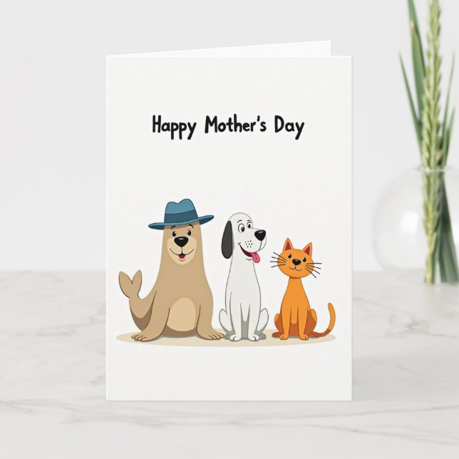 Cartão do Dia das Mães Amigos Animais (Frente)