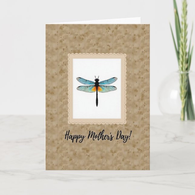 Cartão do Dia das Mães Aqua Dragonfly (Frente)