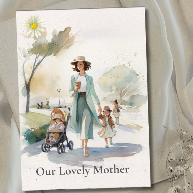 Cartão do Dia das Mães Aquarela Nossa adorável Mãe (Criador carregado)