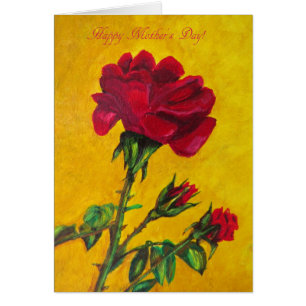 Cartão do dia das mães, arte da rosa vermelha