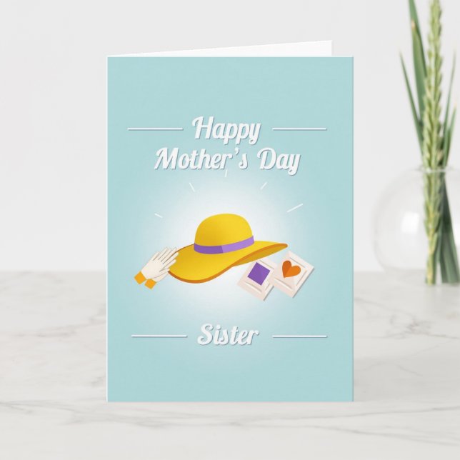 Cartão do Dia das Mães Azul Celeste para Irmã (Frente)