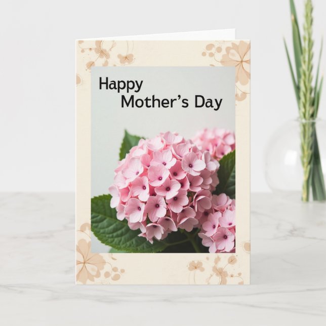 Cartão do Dia das Mães Bege Floral (Frente)