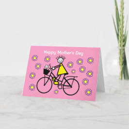 Cartão do Dia das Mães bonito de bicicleta e gato