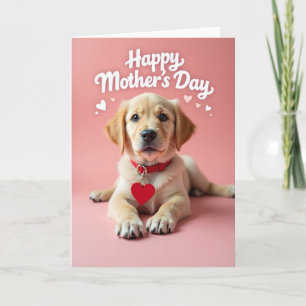 Cartão do Dia das Mães Cachorrinho de Rosas