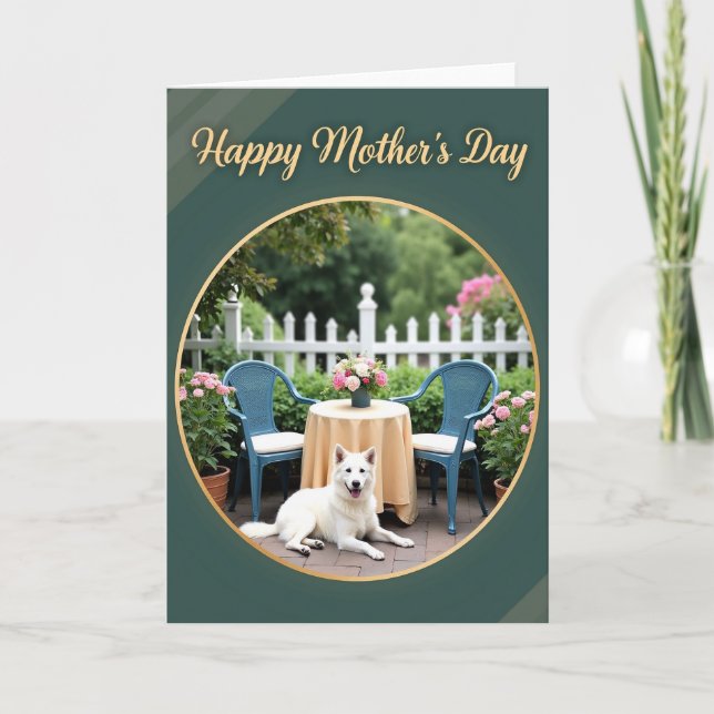 Cartão do Dia das Mães Cachorro e Flores (Frente)
