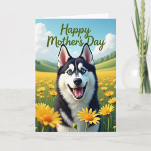 Cartão do Dia das Mães Cachorro e Margaridas