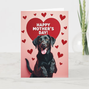 Cartão do Dia das Mães Cachorro Feliz Coração