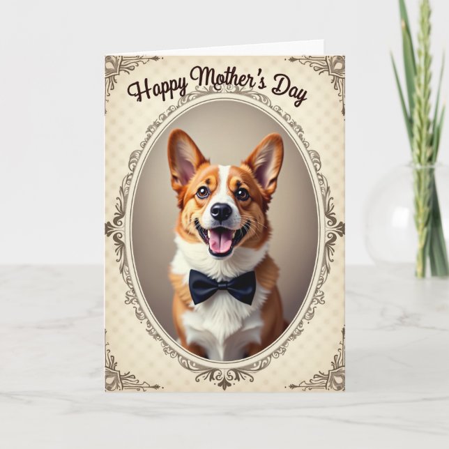 Cartão do Dia das Mães Cachorro Rústico (Frente)