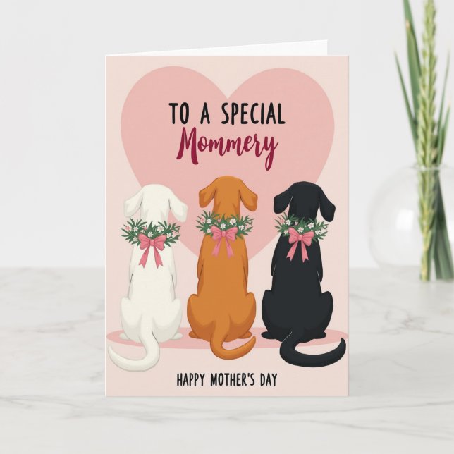 Cartão do Dia das Mães Cachorros Florais (Frente)