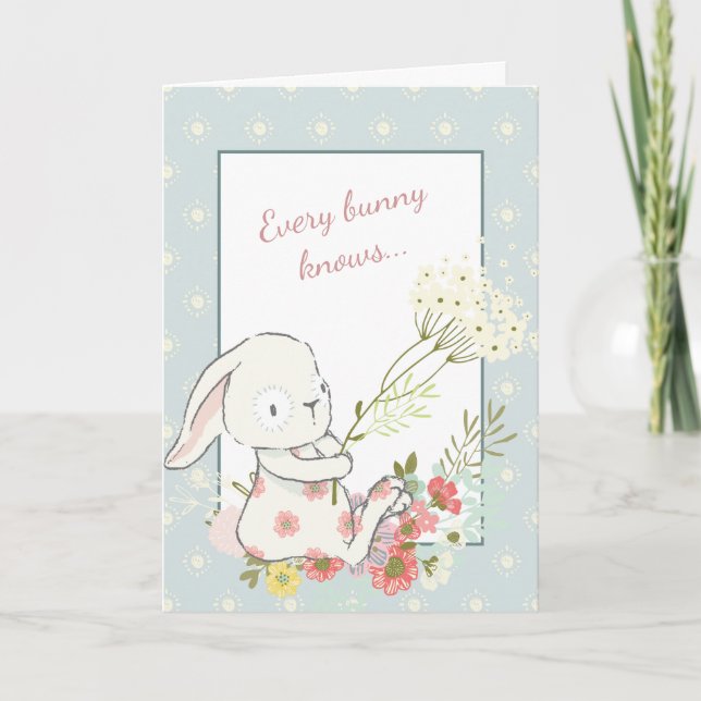 Cartão do Dia das Mães Coelhinho Fofo Melhor Mamãe (Frente)