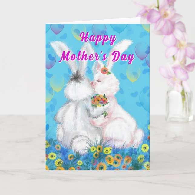 Cartão do Dia das Mães Coelhinhos Fofos (Orquídea)