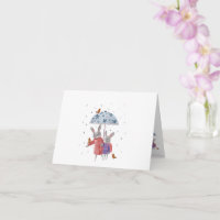 Cartão do Dia das Mães Coelho Mãe e Filha e Pássar