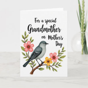 Cartão do Dia das Mães com Aquarela de Pássaros