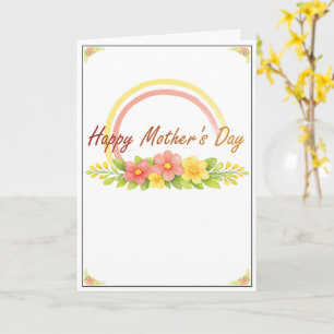 Cartão do Dia das Mães com Aquarela Floral