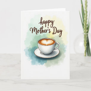 Cartão do Dia das Mães com Arte de Café