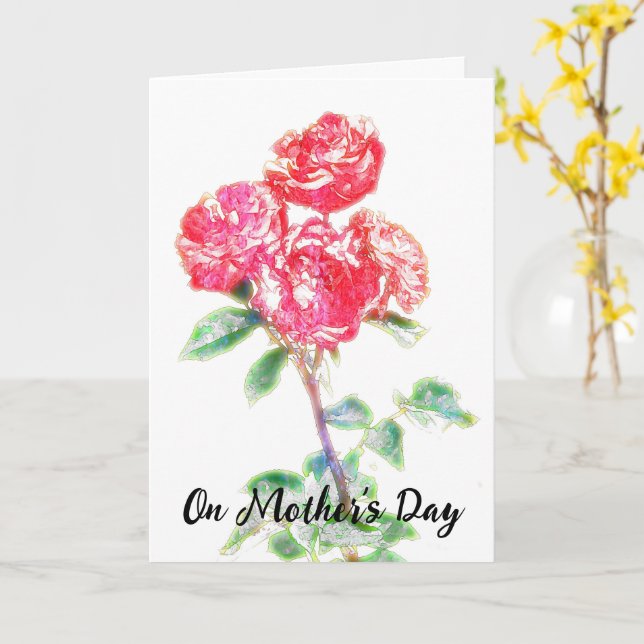 Cartão do Dia das Mães com Arte de Flores de Rosas (Flor Amarela)