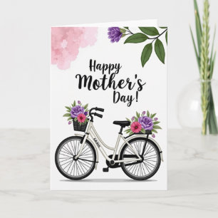 Cartão do Dia das Mães com Bicicleta Antiga