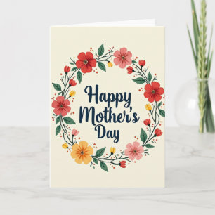 Cartão do Dia das Mães com Bolinhas Florais